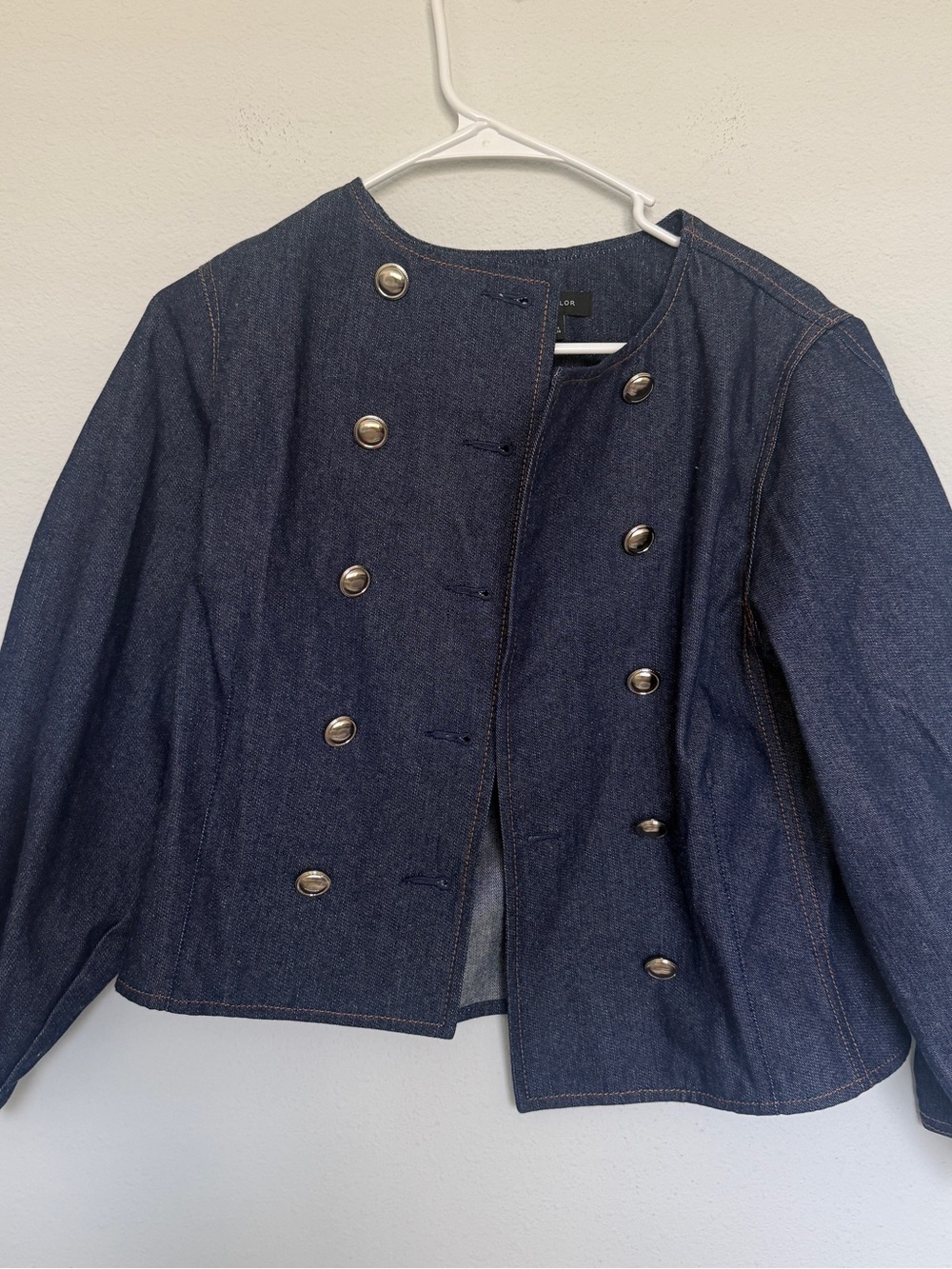 Ann Taylor Dark Blue Denim Double-Row Button Jacket - Picture 5 of 7